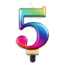 (image for) Jumbo Number 5 Candle Rainbow